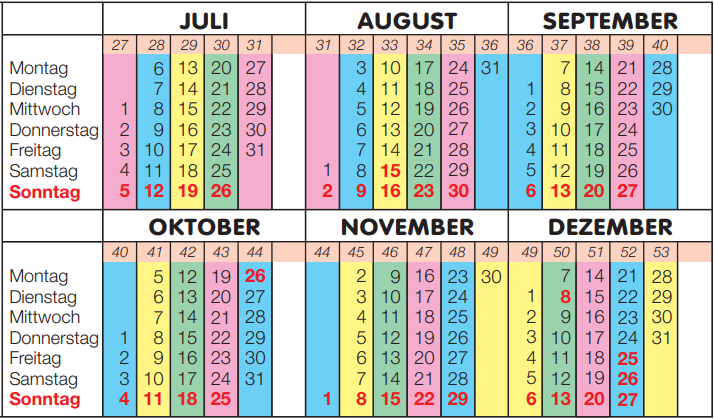 Bereitschaftsdienstplan der Raabtal Apotheke 2026 Juli bis August